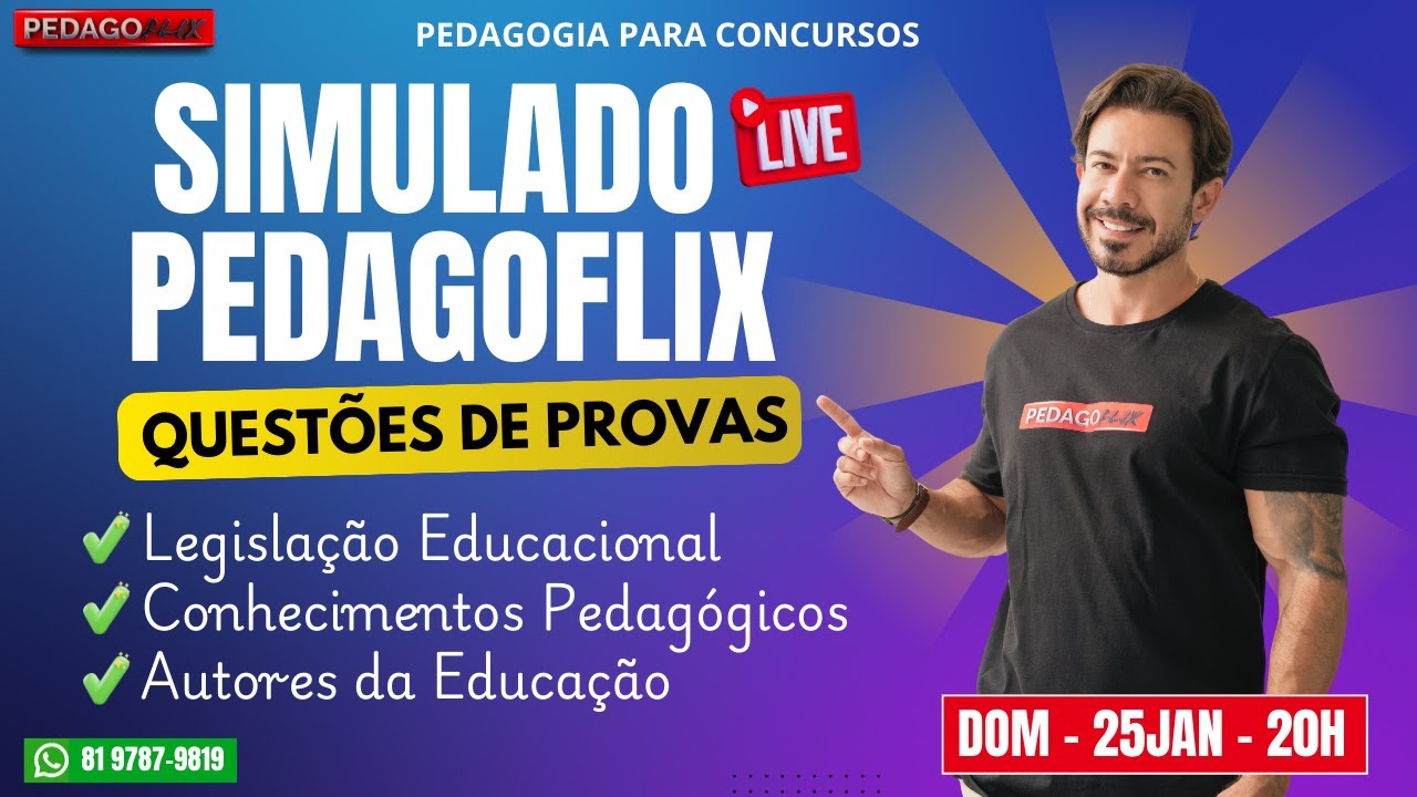 🔴 Ao vivo | Simulado Pedagoflix – Questões de Provas