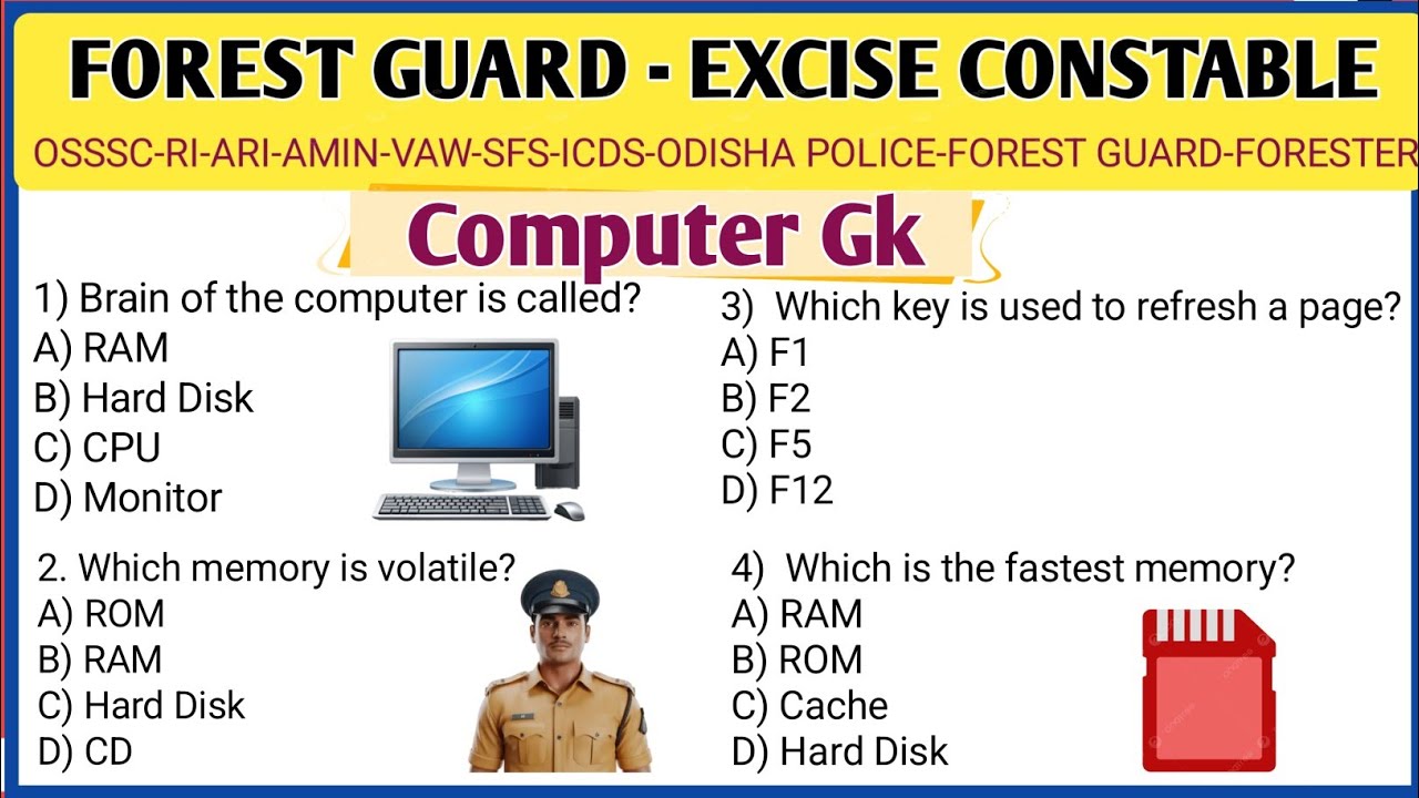 Computer Gk Questions and Answers || Forest Guard- Forester Excise Constable || Top Selected MCQs ||