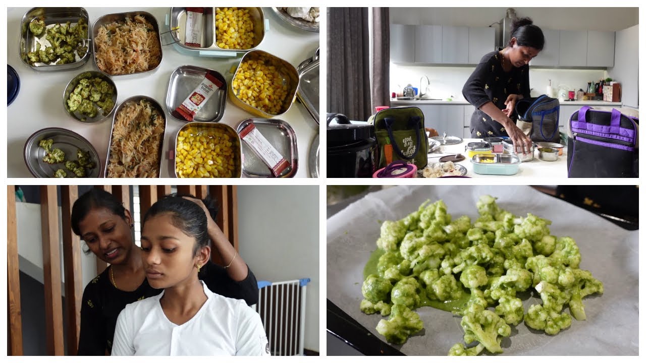 1 Hour busy morning routine of a MOM of 5/What i packed for kids lunch box/Hariyali cauliflower