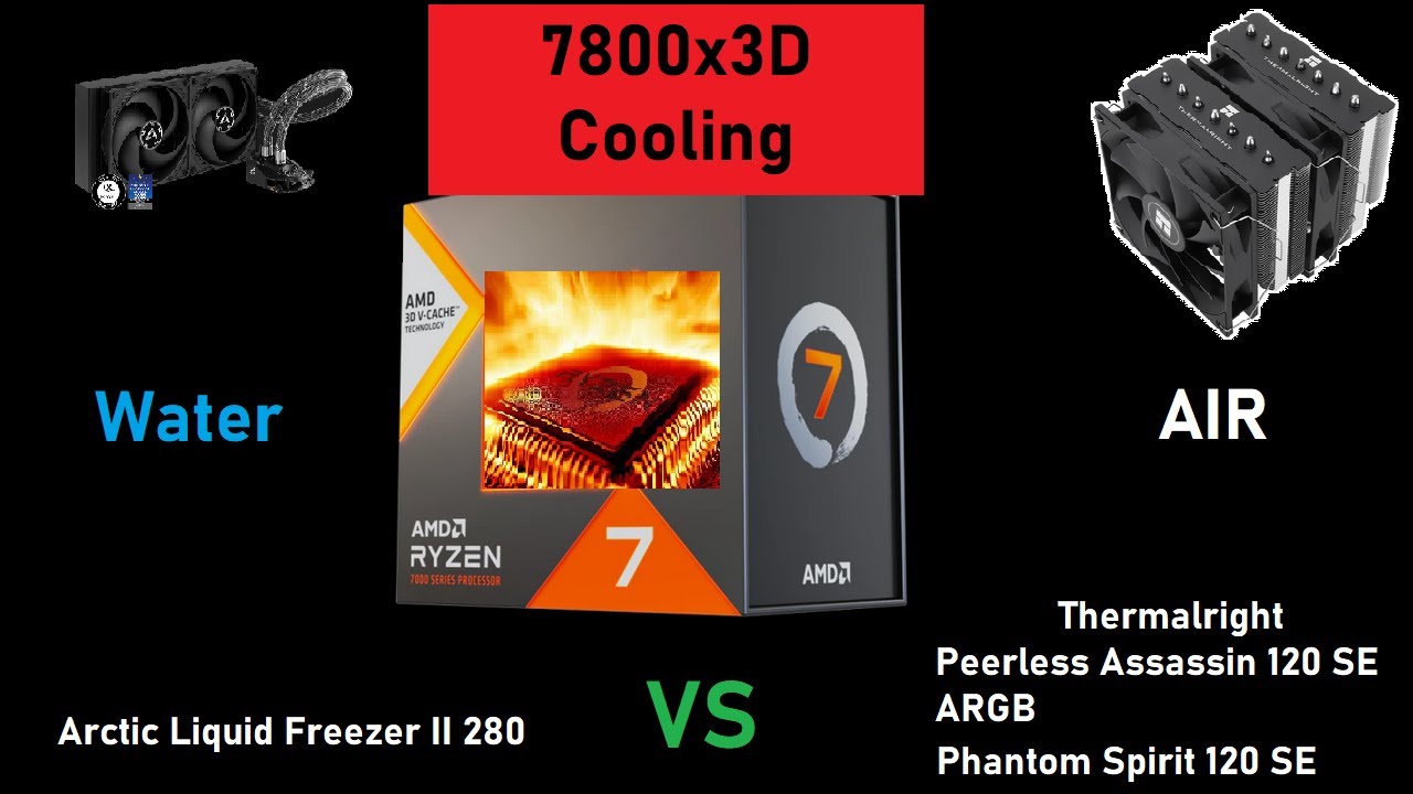 Air vs Water Cooling 7800x3D Phantom Spirit 120 SE Peerless Assassin 120 SE vs Liquid Freezer II 280