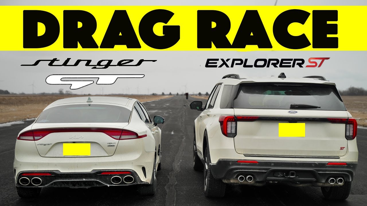 Are We Shocked? 2025 Ford Explorer ST Races Kia Stinger GT  Drag and Roll Race.