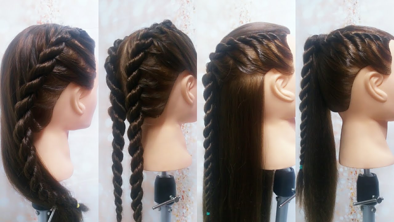 Peinados con Trenzas de Dos Cabos de Raíz - French Twist into Rope Braid