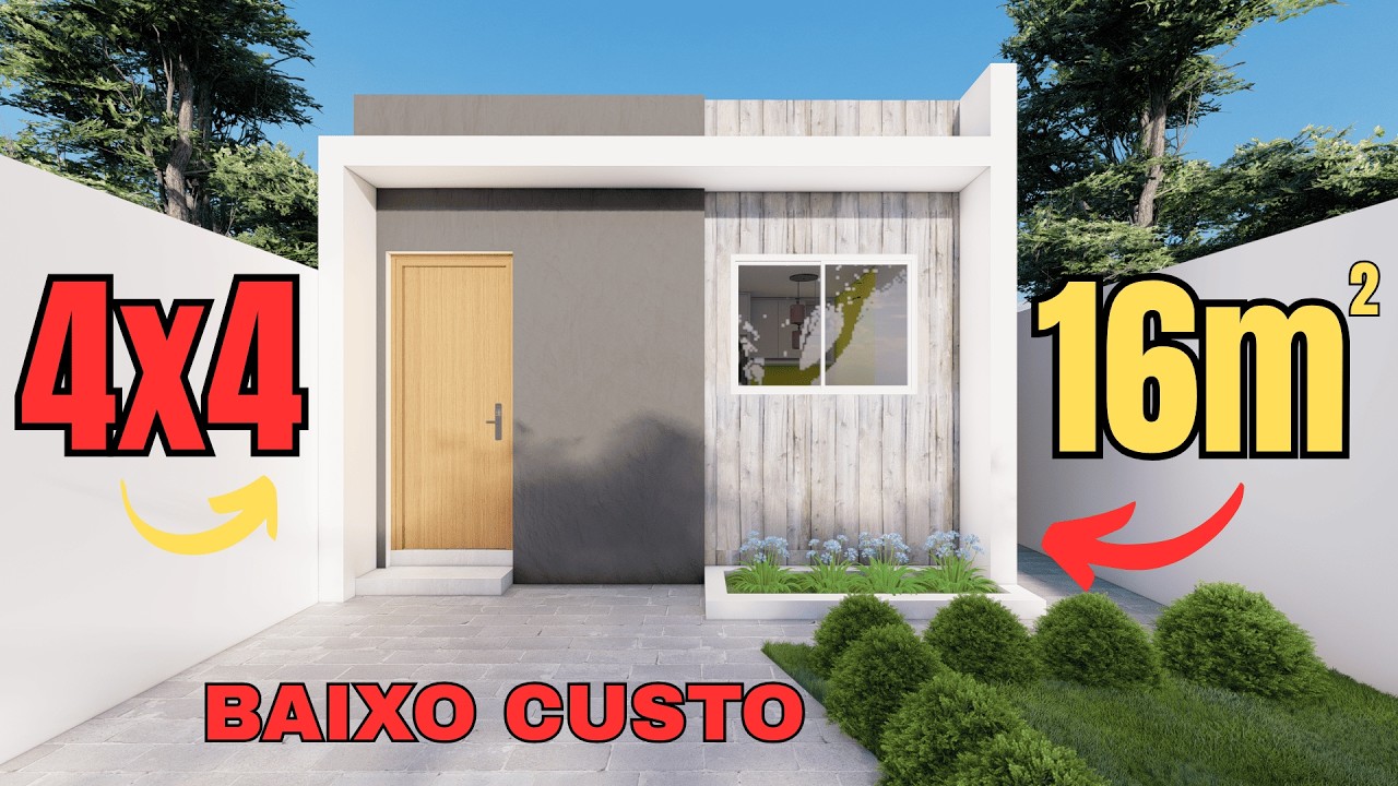 Projeto de casa pequena de 4x4 - Simples e funcional