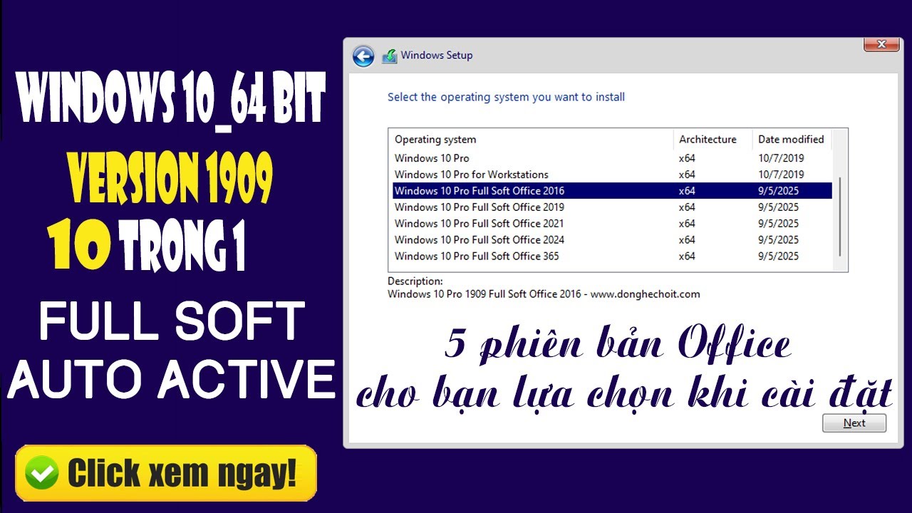 Bộ c&agrave;i Windows 10 1909 Full Soft v&agrave; Office AIO 10 trong 1 | Học sửa chữa m&aacute;y t&iacute;nh
