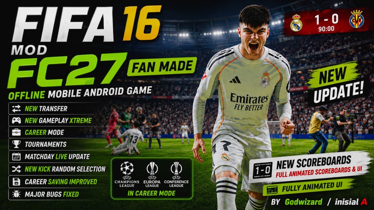 FIFA 16 Mobile MOD | New FC27-Style Update ⚽ Random Team Selection & Career Mode
