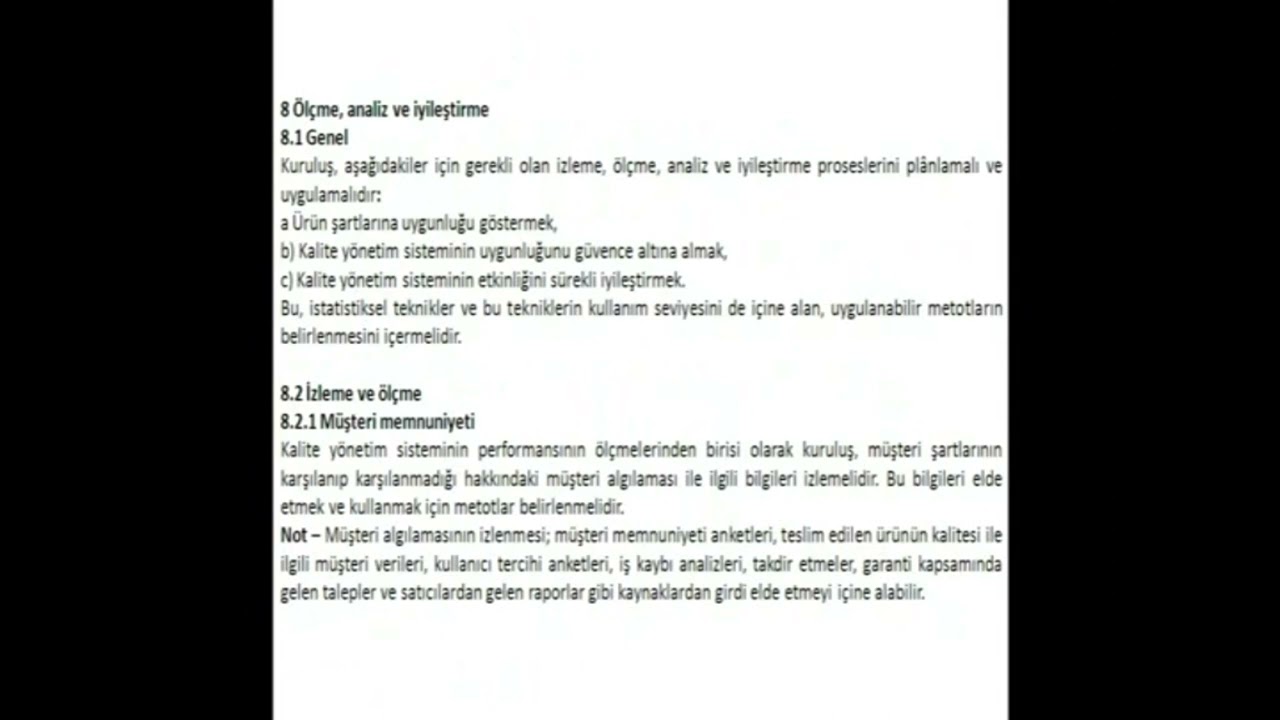ISO 9001 - Ölçme, analiz ve iyileştirme