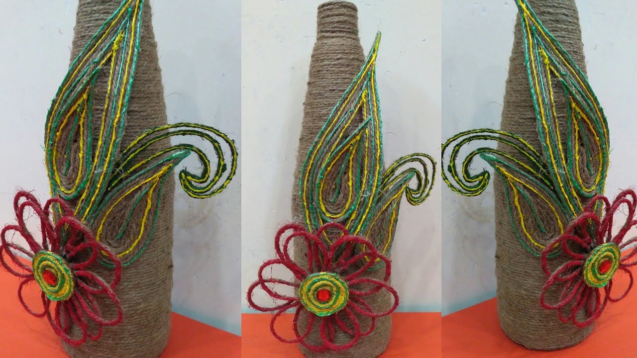 DIY Room Decor || Jute Craft || Best Out of Waste Glass Bottle ||
