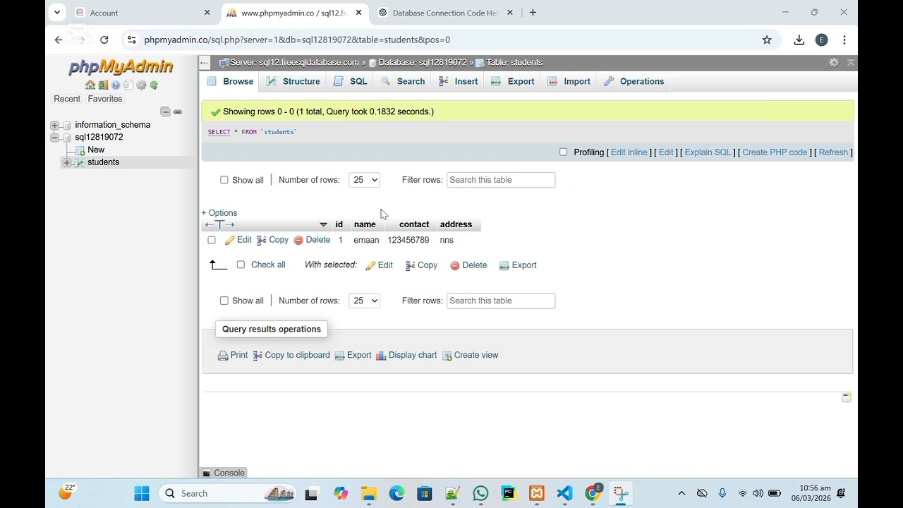 Connecting online database 