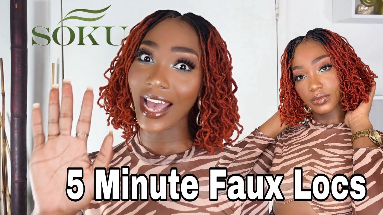 FAUX LOCS IN 5 MINUTES 😱 | EASY Curly Faux Locs Lace Wig 2024  ft. Soku Hair | Jodi The Island Girl