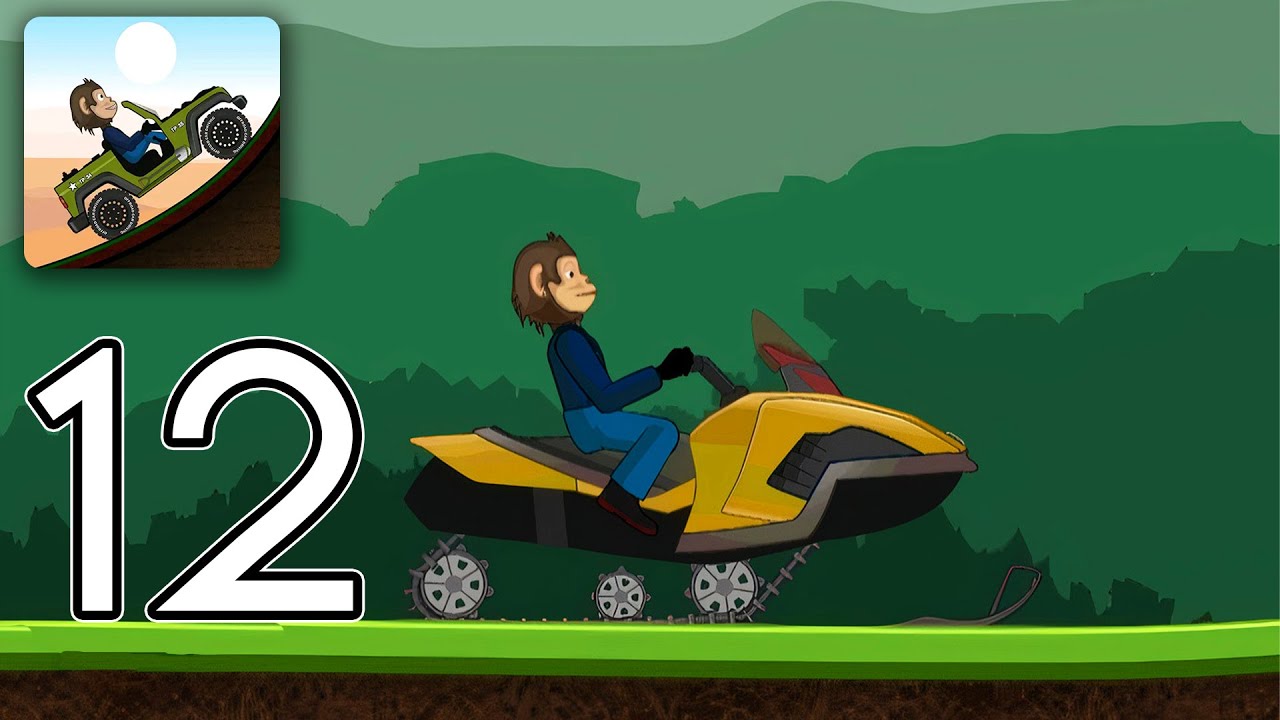 Monkey Hill Racing - Gameplay Walkthrough Part 12 - Snow Mobile (iOS, Android)