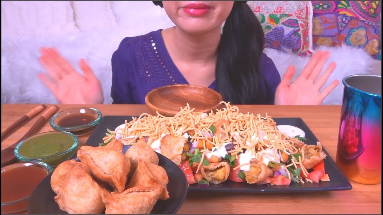 ASMR SAMOSA CHAAT | EATING SOUNDS | NO TALKING