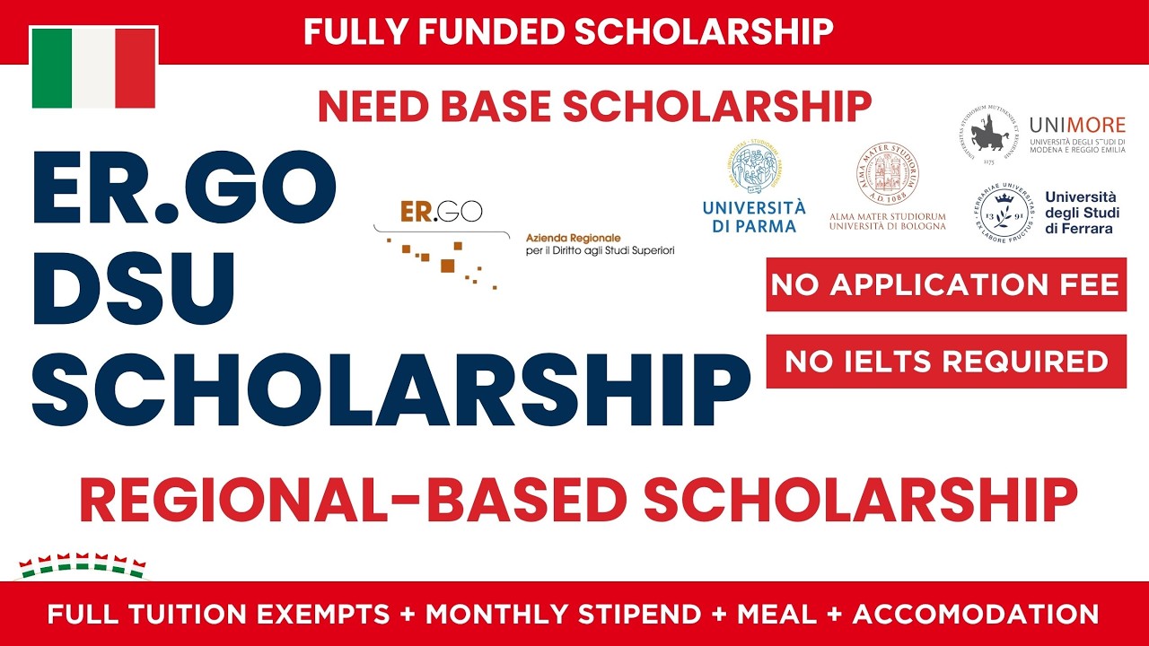 ER.GO Emilia Scholarship 2026-2027 | No Application Fee & IELTS | Regional Scholarship in Italy