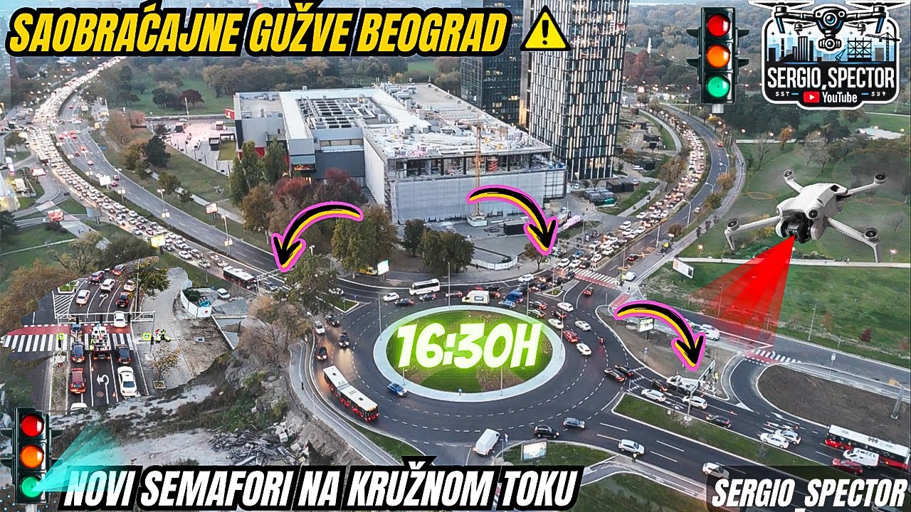 Kružni tok UŠĆE BEOGRAD u ŠPICU, postavljaju se NOVI SEMAFORI, Gazela i Savski most rušenje #beograd