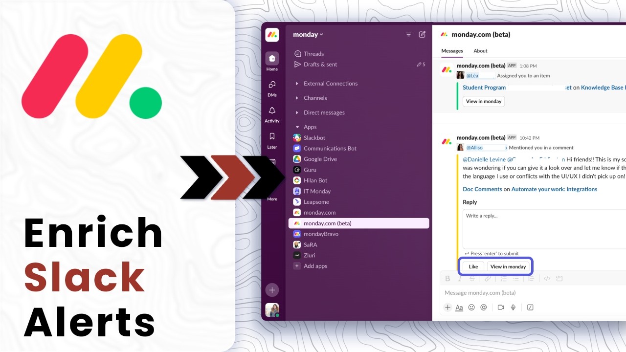 monday.com: How to Add Item Variables to Slack Automation Messages