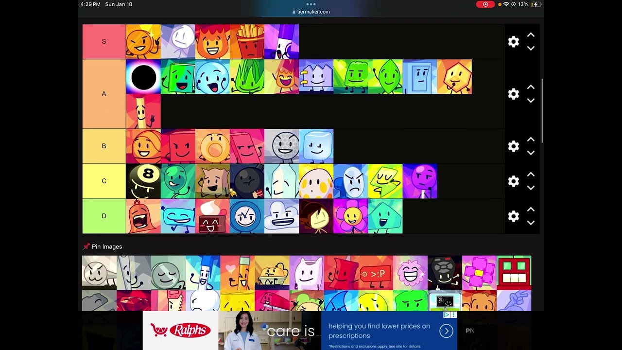 Racking every BFDI character (Part 1)