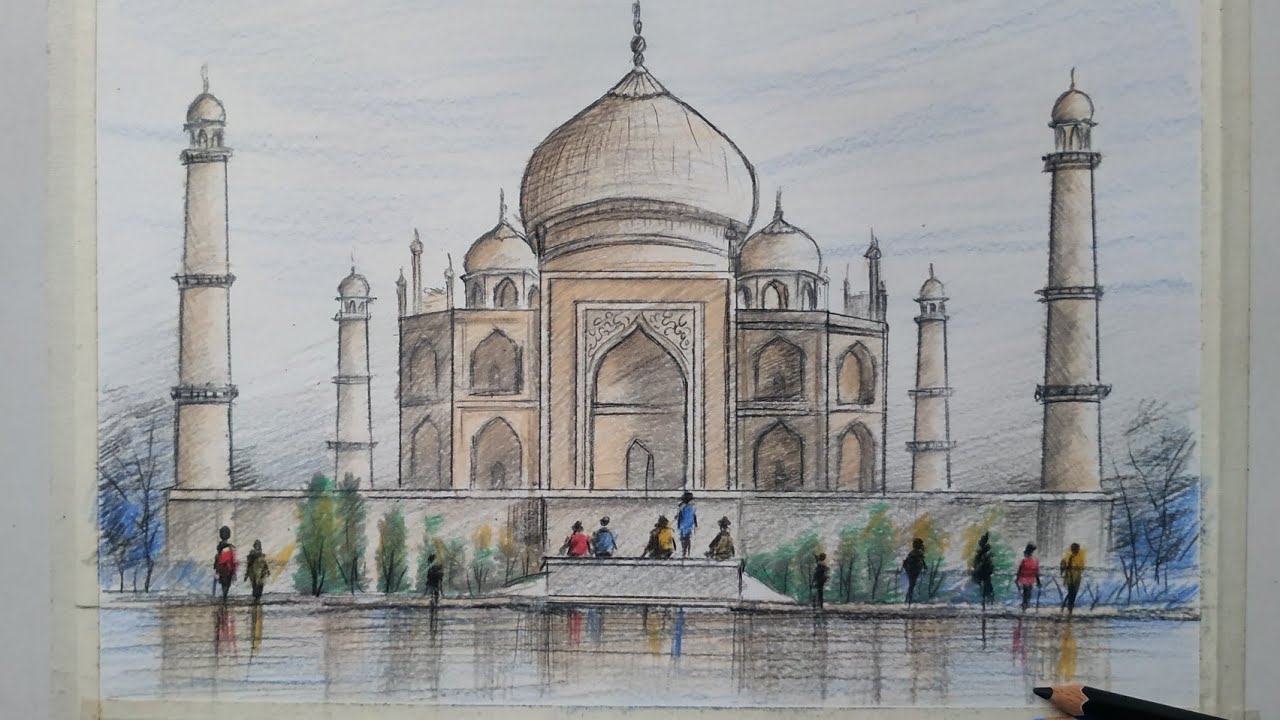 How to draw The Taj Mahal Step by Step.