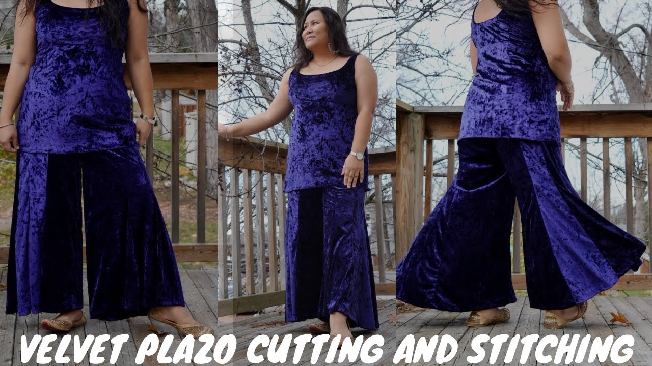 Velvet Plazo Cutting and Stitching|Velvet pant/plazo for winter|Maina Thapa