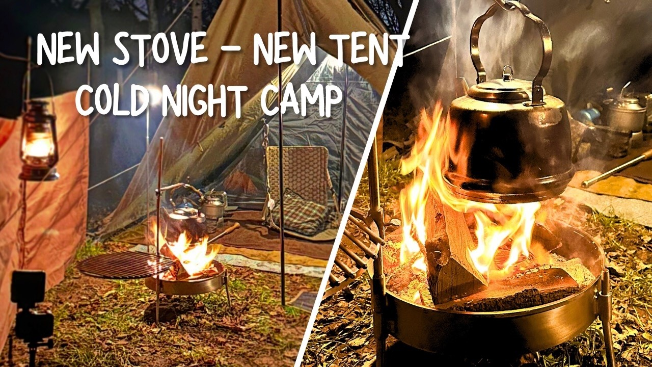 New Canvas Tent - New TJM Metalworks Stove - A Cold Night -3C