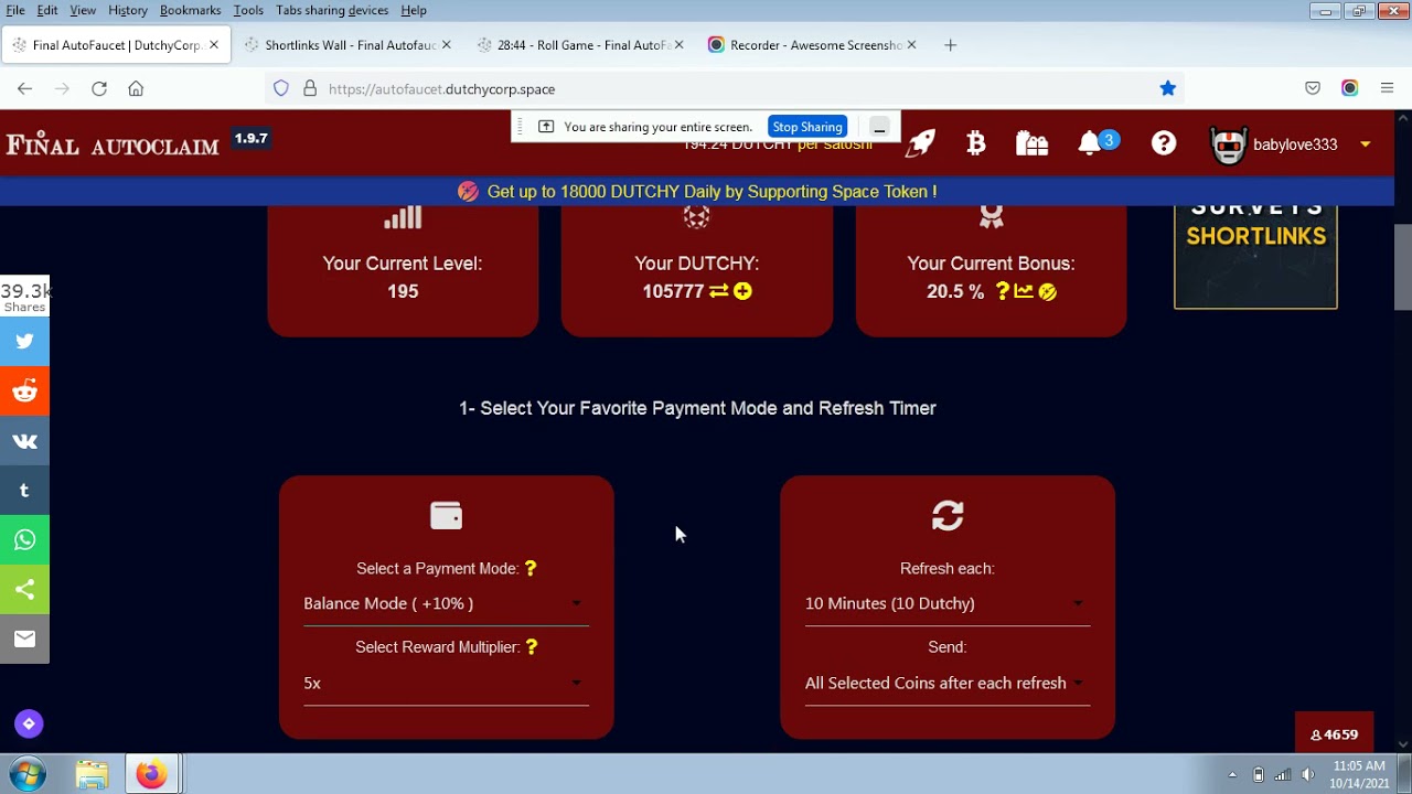 Best Faucet To Date   Autofaucet Dutchycorp Space [ I USED THIS DAILY] Withdrawal direct to wallet
