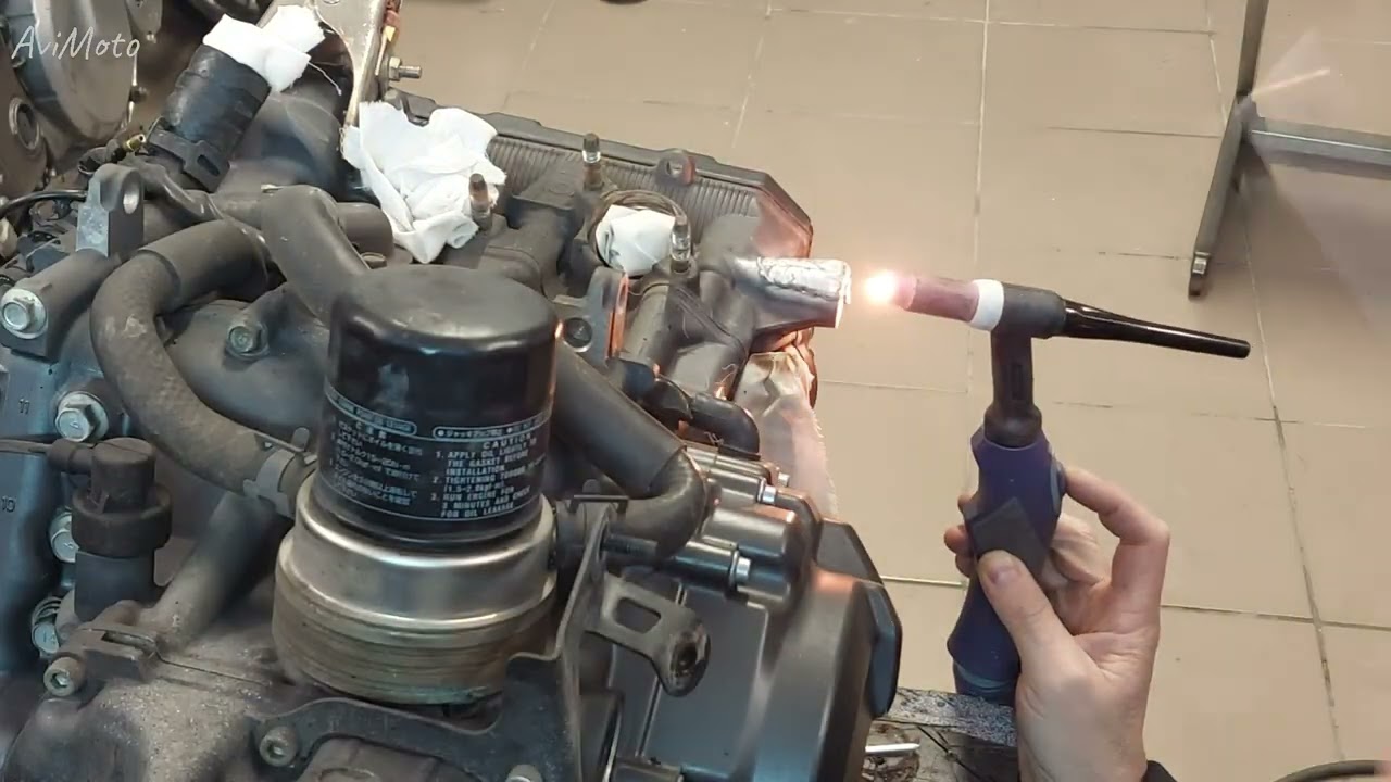Tig 141 welding + thread restoration.Repair of motorcycle engine mount#motorcycle #tigwelding