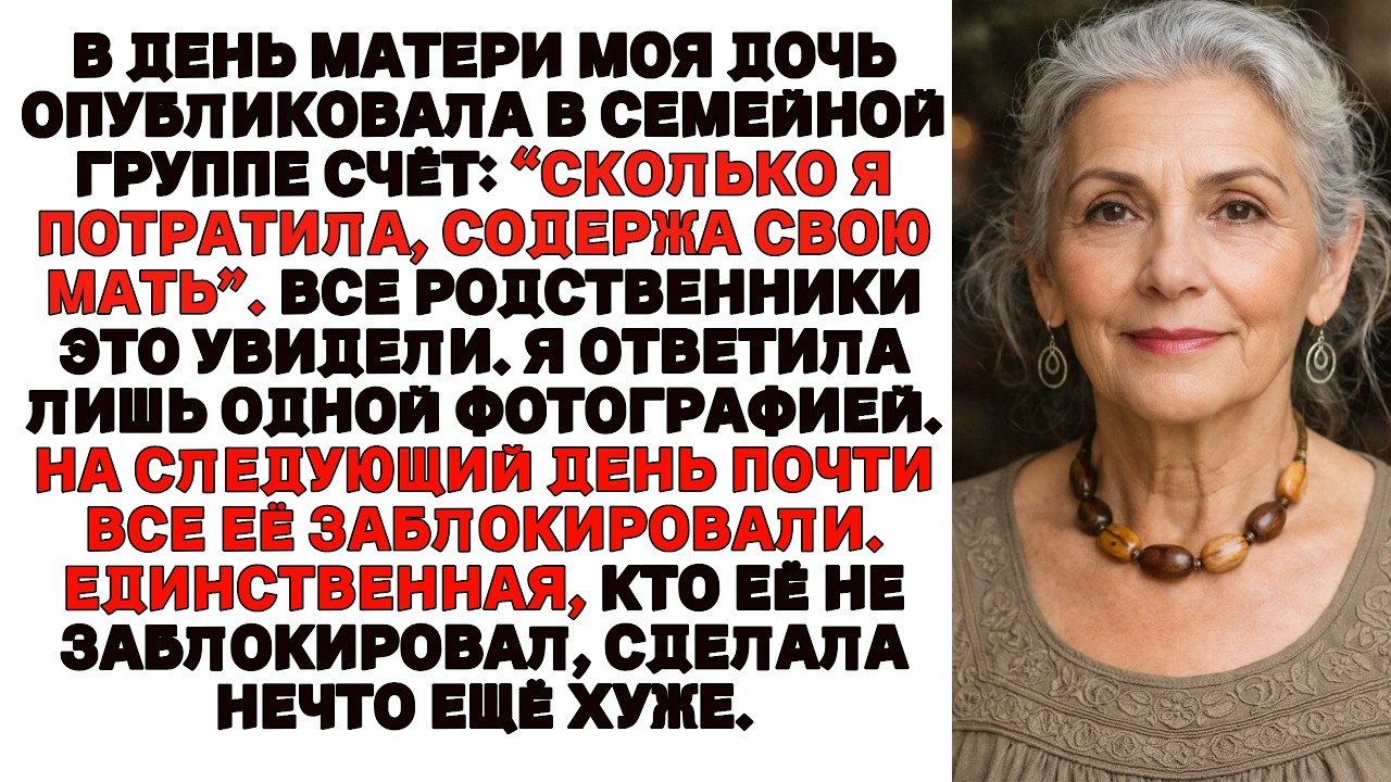 Моя дочь унизила меня в семейном чате, предъявив абсурдный счёт… Тогда я отправила фотографию…