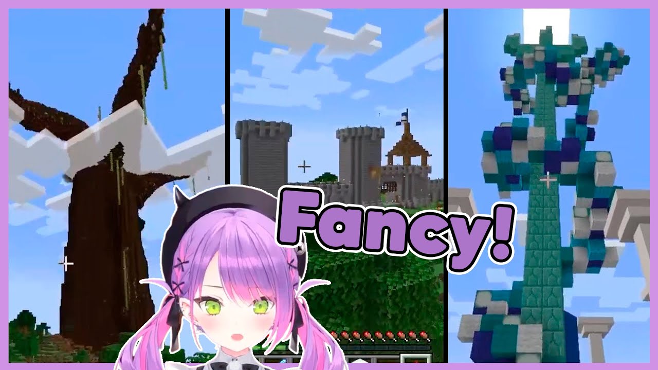 Towa Reacts to Fauna's World Tree, Kronii's Castle and Gura's Trident【Minecraft】