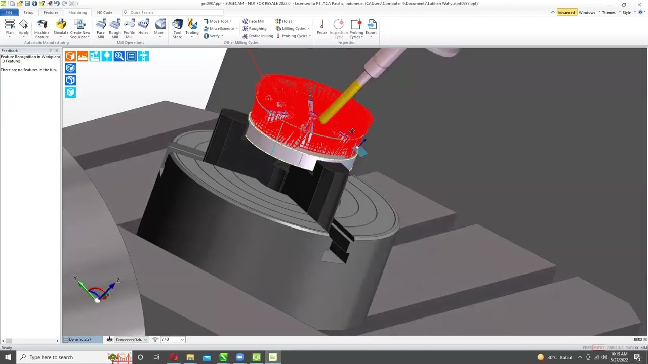 Machining 5 Axis menggunakan EDGECAM