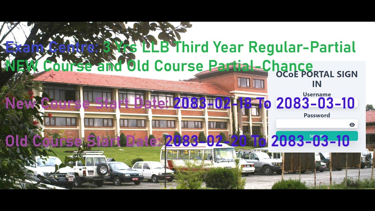 Exam Centre - 3 Yrs LLB Third Year Regular/Partial NEW Course  & Old Course Partial/Chance