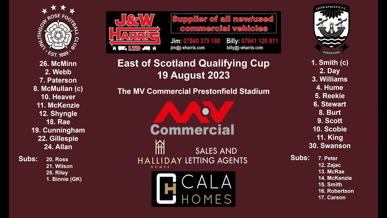 Linlithgow Rose v Leith Athletic – 19 August 2023