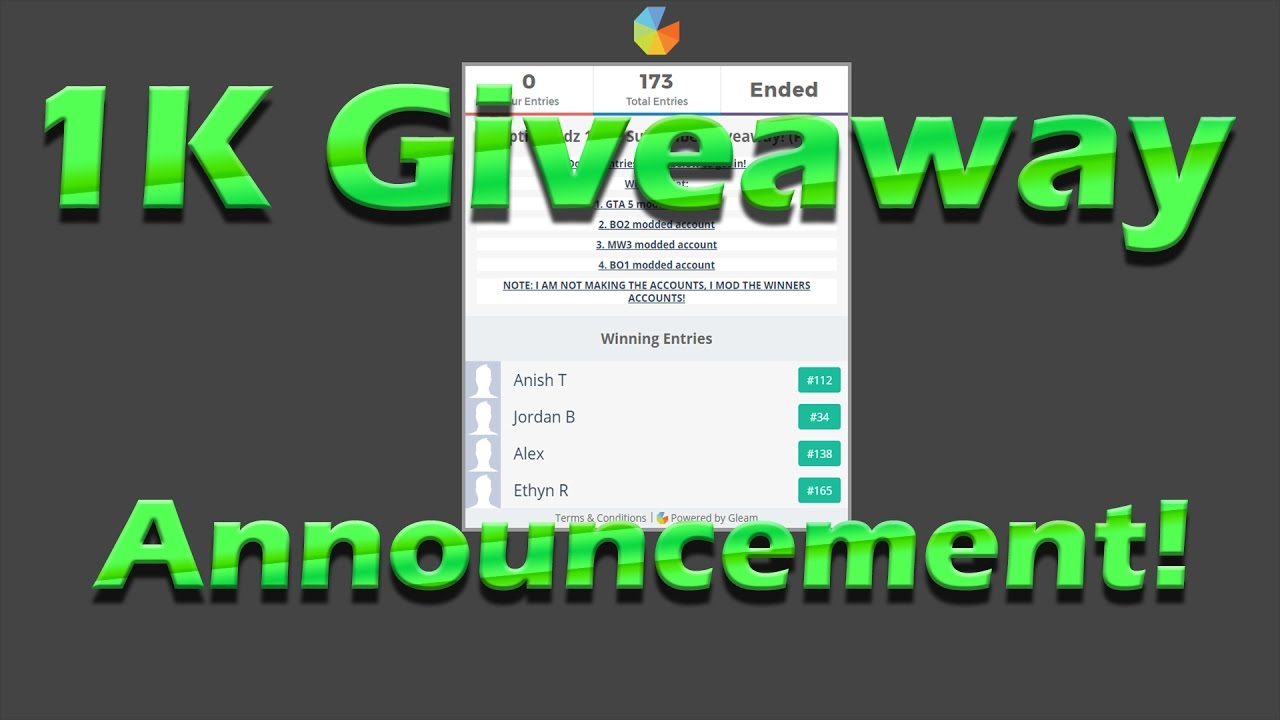 1,000 Subscriber Giveaway Announcement Video!