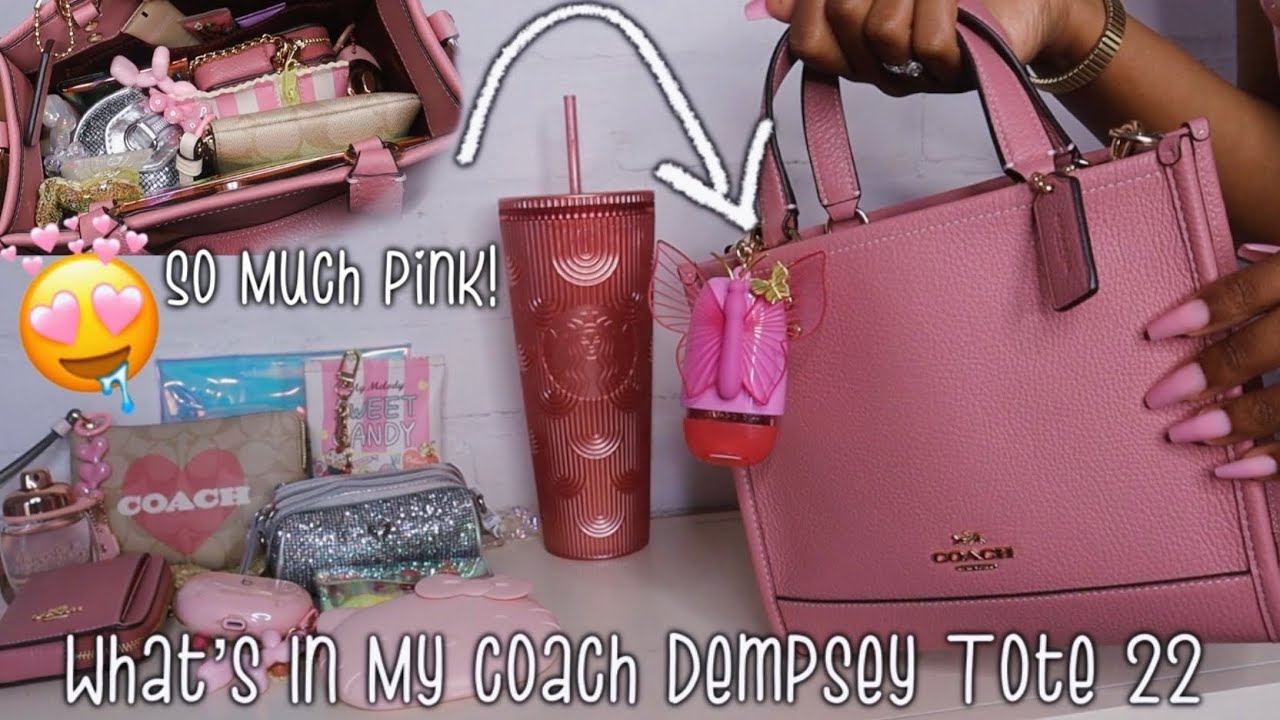 🩷 What’s In My Bag - Coach Dempsey Tote “22 True Pink