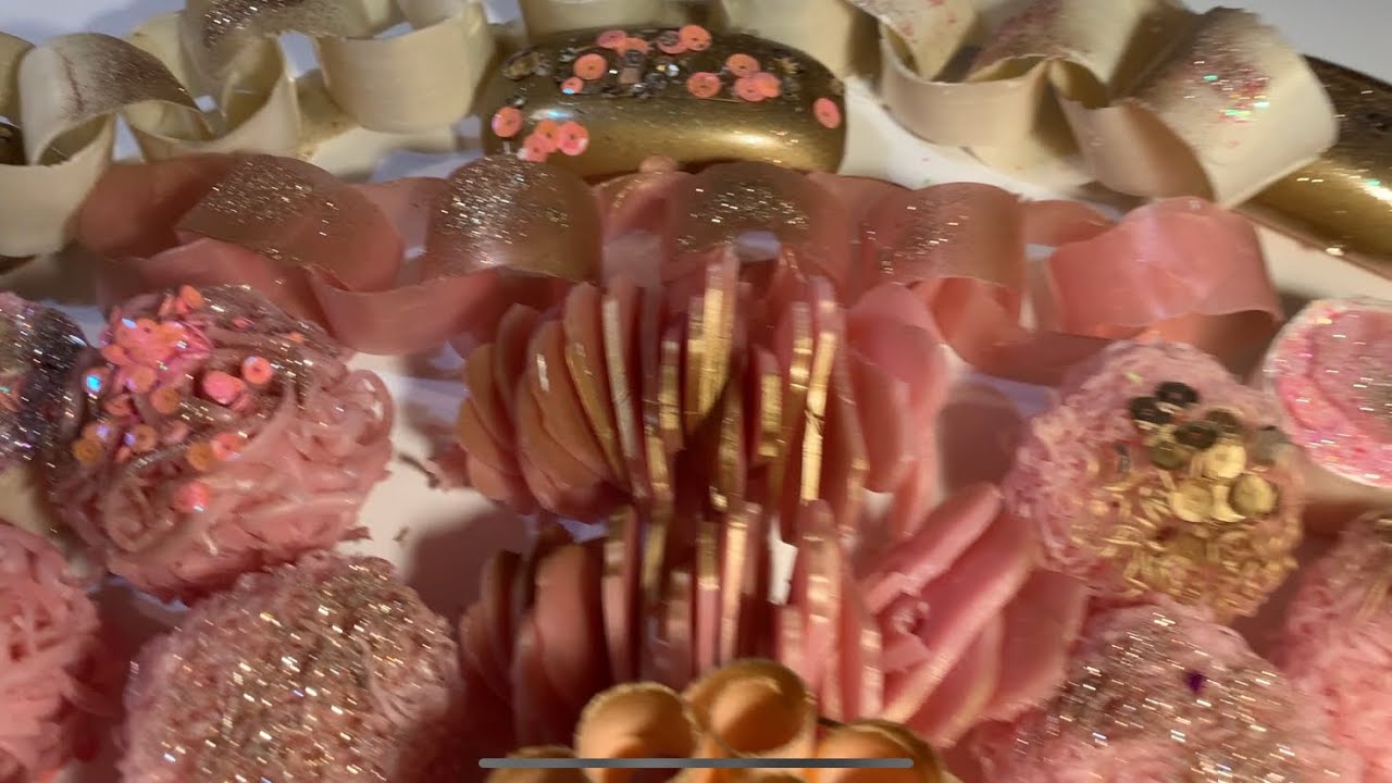 ASMR soap crunching! Large pink and gold set! 💖💗🌸roses, chips, spirals, lacquered soap cutting!💖