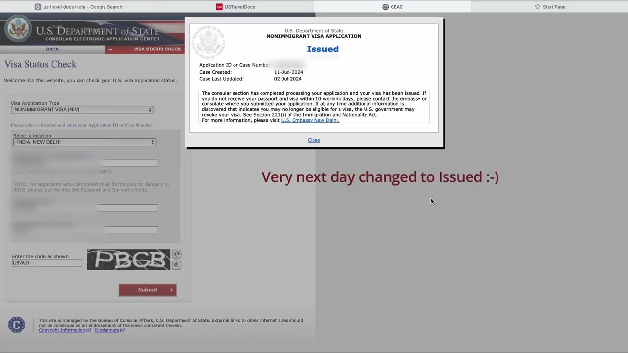 B2 Visa Status Check - Approved to Issued Timeline | July 2024 |
