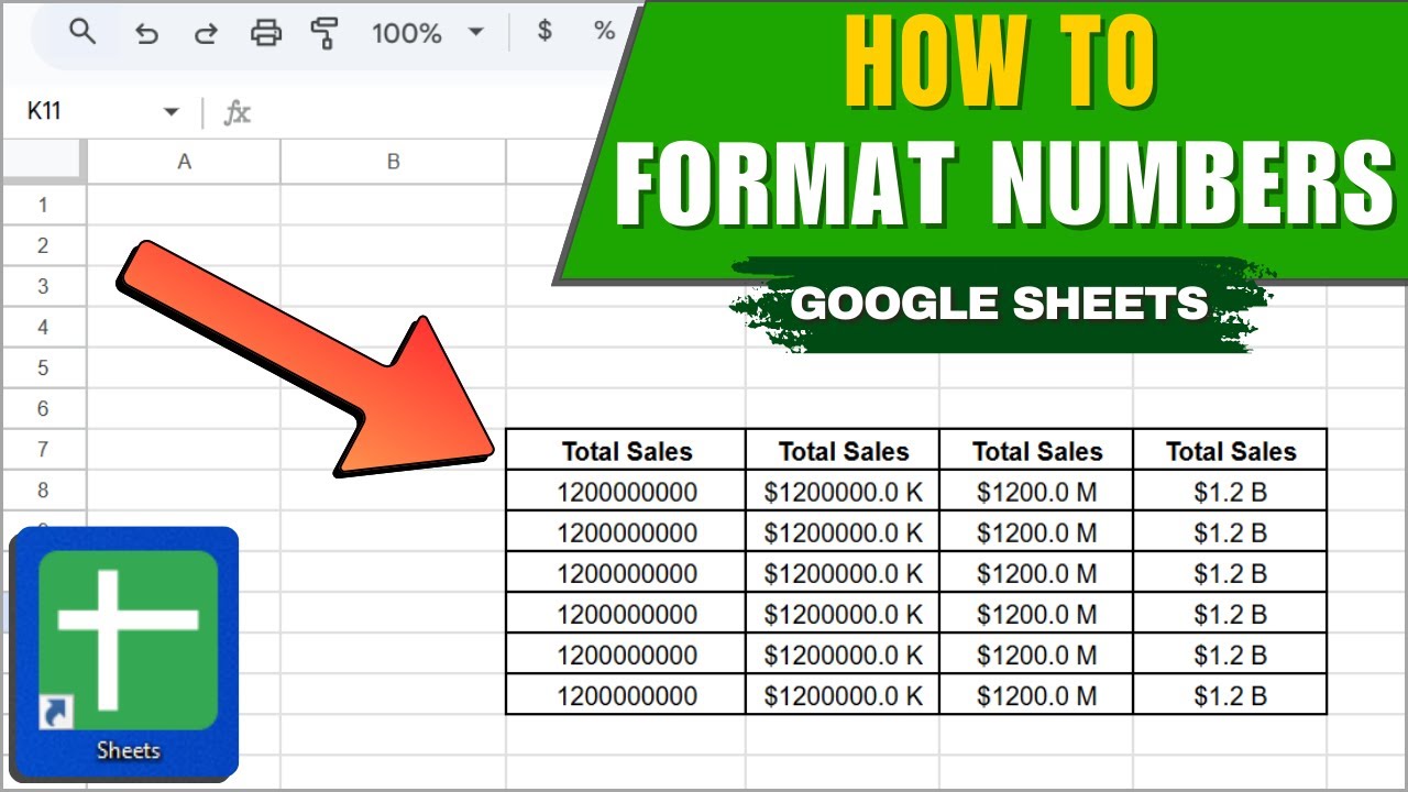 How to Format Numbers to Thousands, Millions, Billions in Google Sheets