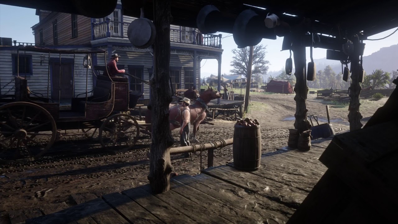 (RED DEAD 2) Town of Valentine | Pedestrian chatter & Traffic | 2 Separate Days