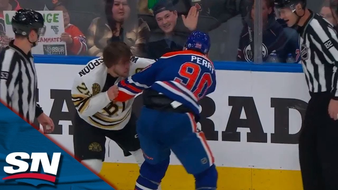 Oilers' Perry And Bruins' Wotherspoon Drop The Gloves For A Titanic Tilt After Some Jawing