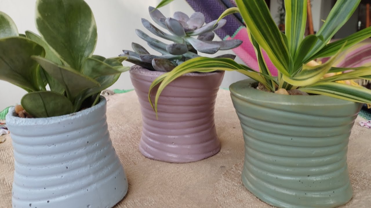 Cómo hacer macetas de cemento, sin comprar moldes 😊♻️🪴Haciendo tus propios colores!