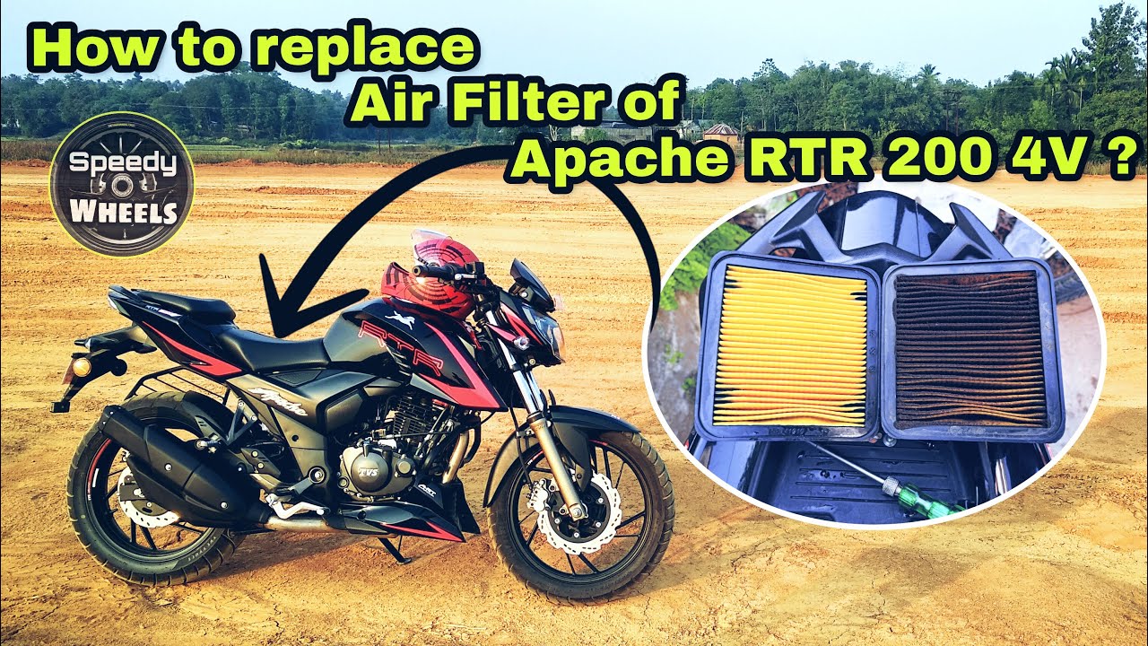 HOW TO REPLACE AIR FILTER OF TVS RTR200 || TVS APACHE RTR200 4V AIR FILTER CHANGE || DO IT YOURSELF