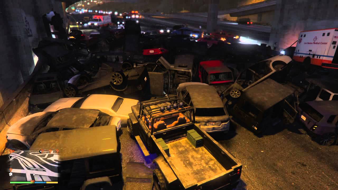 Grand Theft Auto V biggest pile up explosions ps4