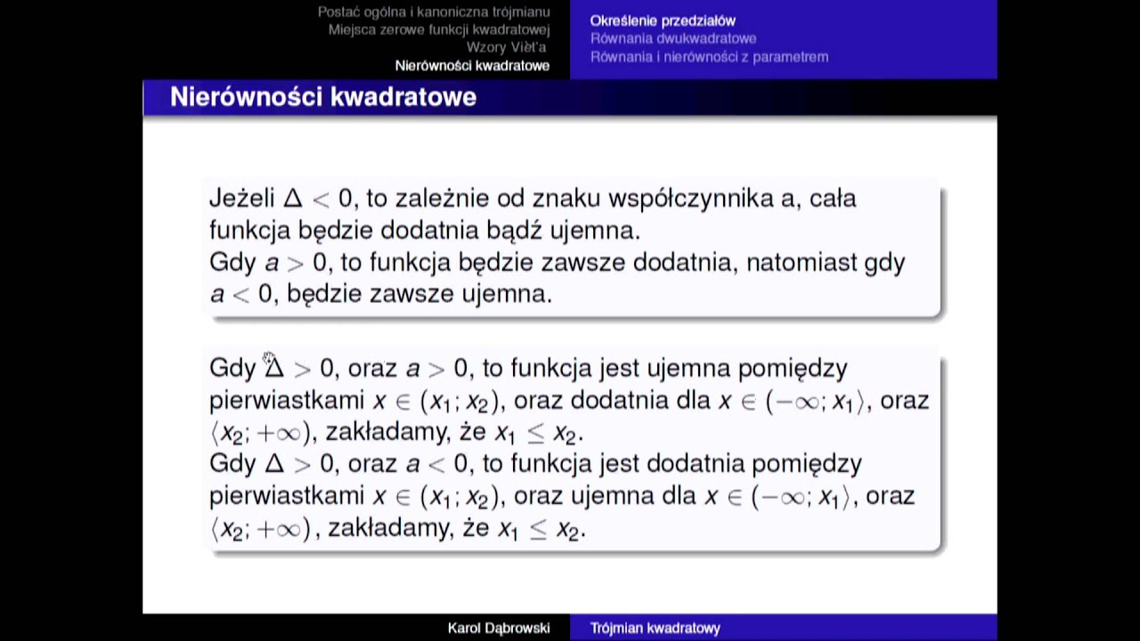 tr&oacute;jmian kwadratowy 2