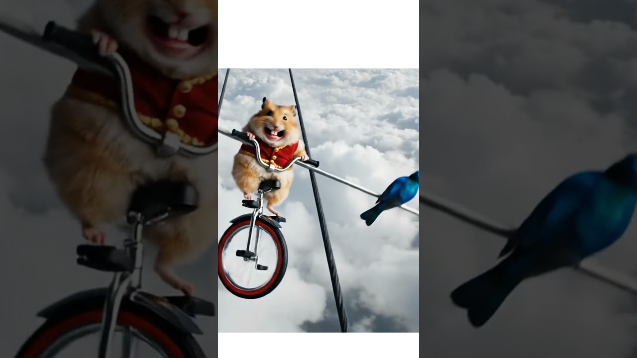 Extreme High-Wire Act: Hamster on a Unicycle 