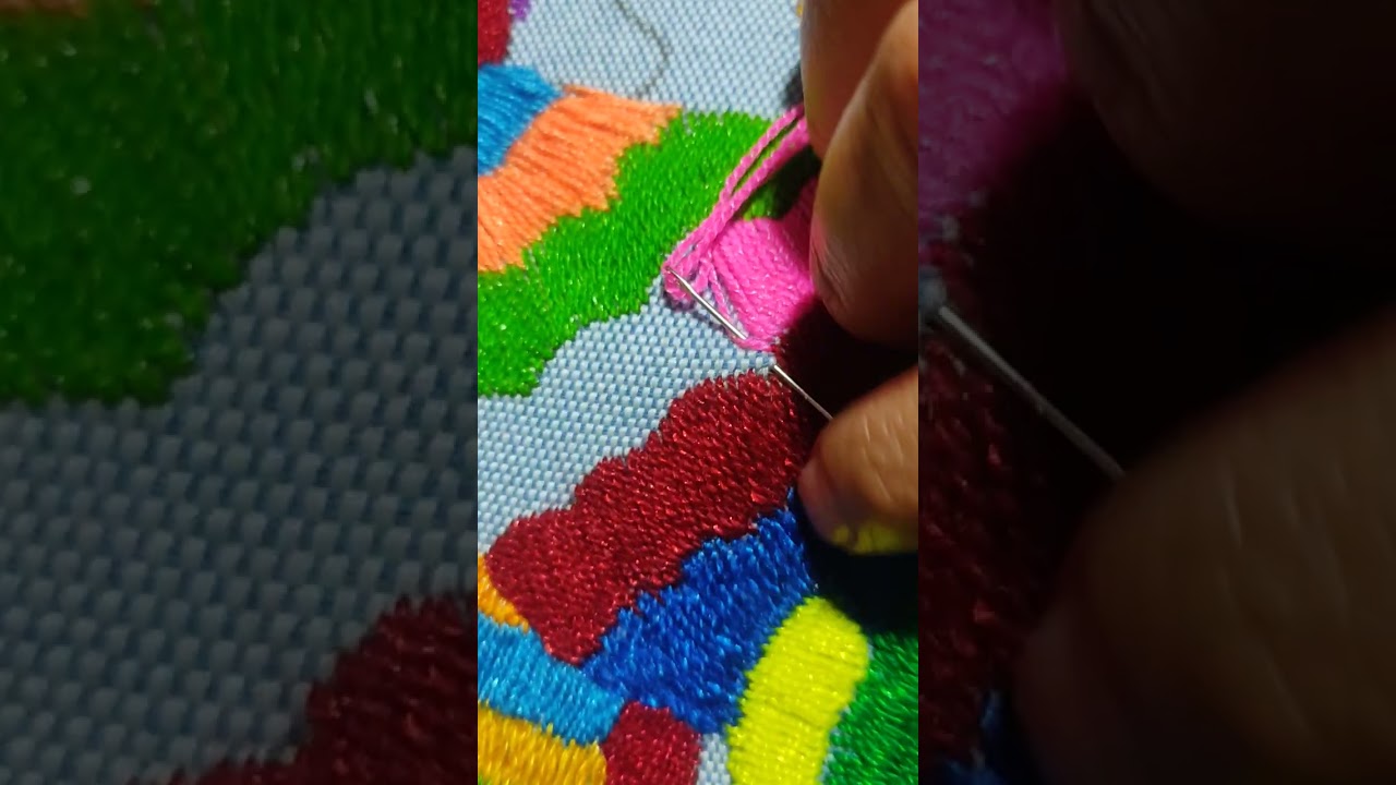 Bordando un bolso de puntada de Tenangos 