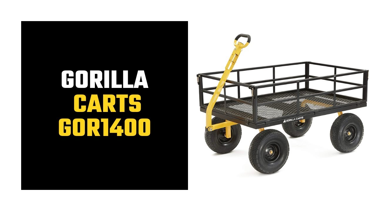 Gorilla Carts GOR1400-COM Heavy-Duty Steel Utility Cart with Removable Sides and 15