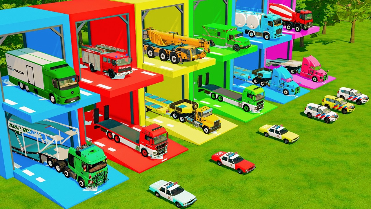 TRANSPORTING ALL POLICE CARS and AMBULANCE EMERGENCY VEHICLES WITH MERCEDES POLICE TRUCKS ! FS22