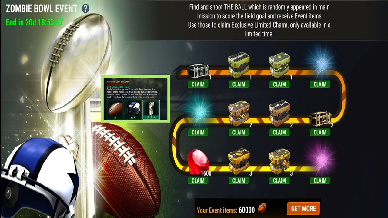 Dead Target Zombie Bowl Event Calmed all Charms and Rewards