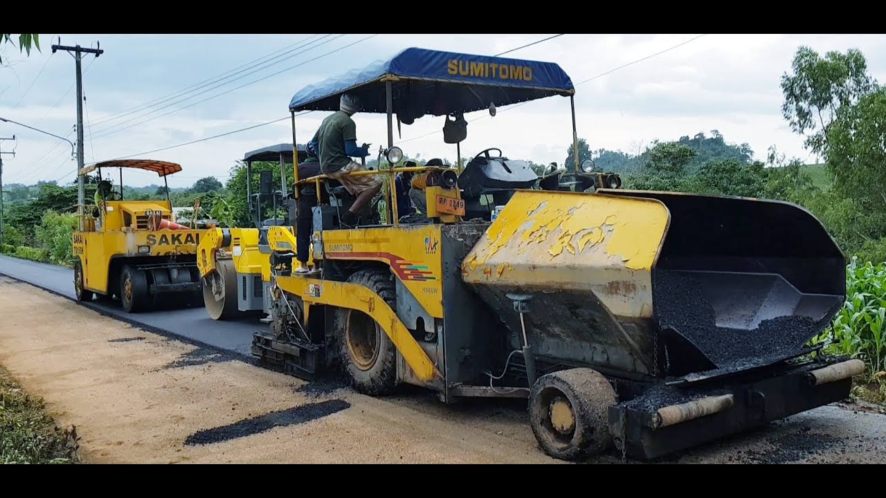 งานปูยางมะตอยผสมยางพารา Natural Rubber Modified Asphalt Emulsion  #Byทีมงานเพชรไผ่หลิว