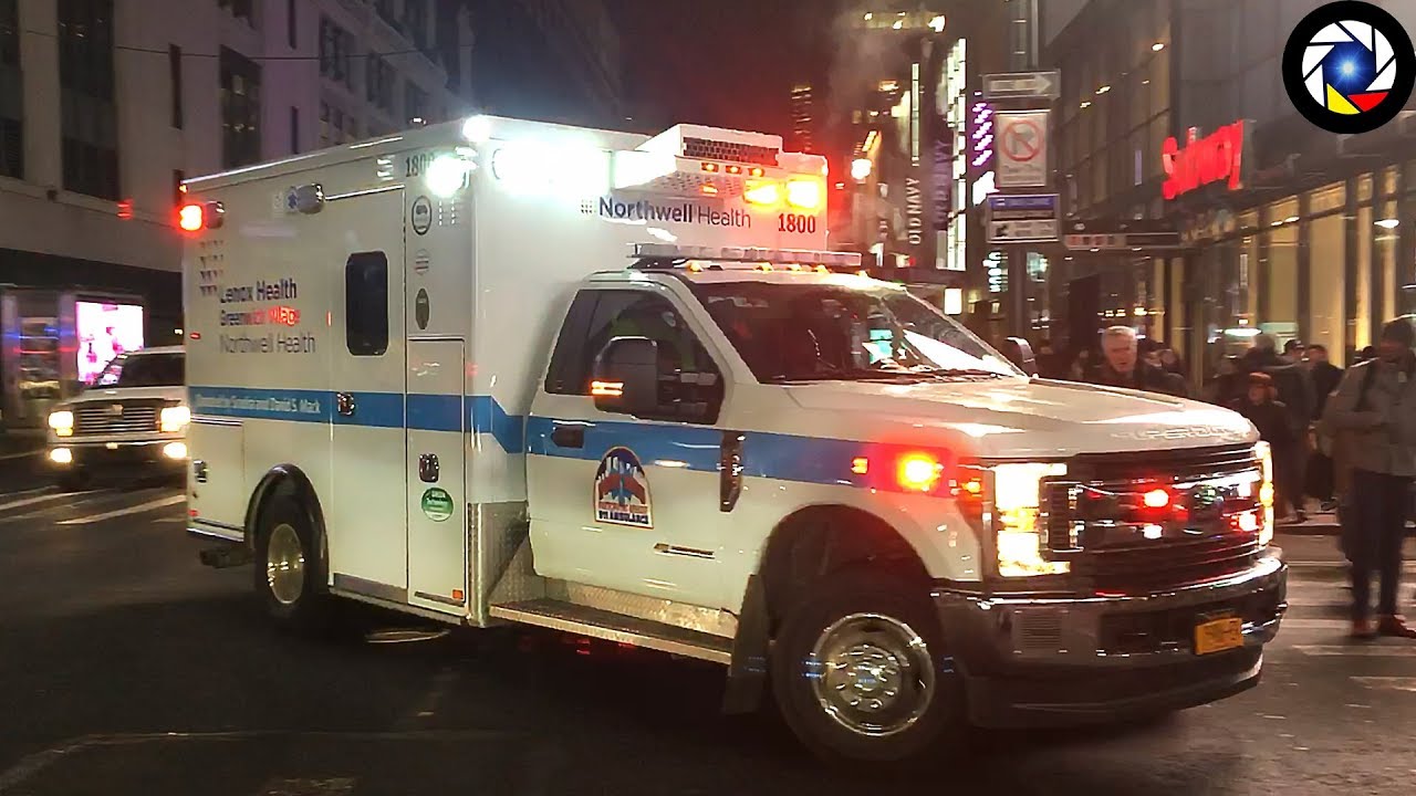 New York City EMS ambulances responding lights and sirens