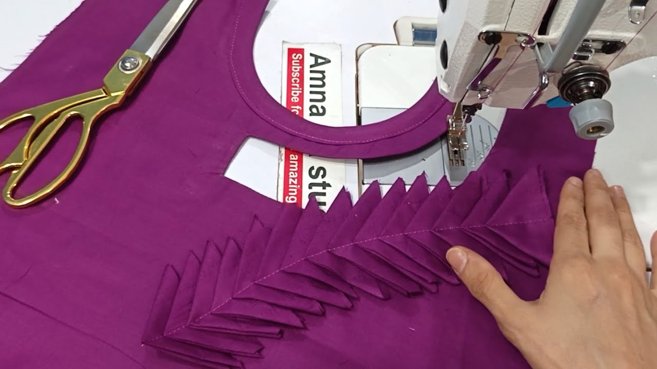 Very Unique One Sided Kurti Neck Design/Trendy Neck Design cutting And Stitching by amnakastudio
