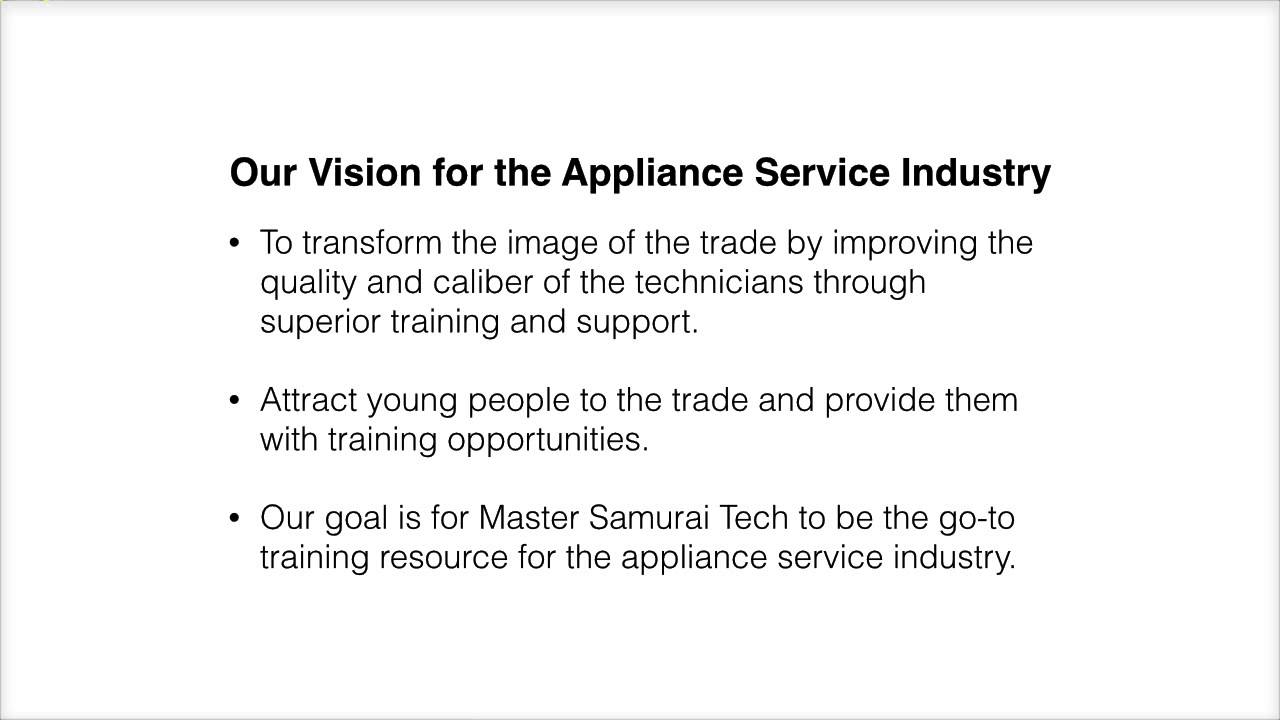 Master Appliance Repair at the Samurai Tech Academy - Old Presentation