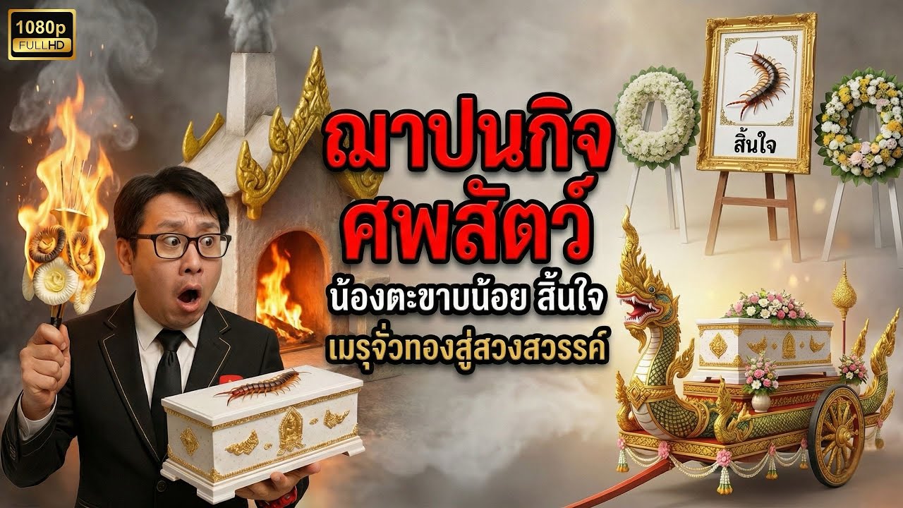 ฌาปนกิจศพสัตว์ “น้องตะขาบน้อย  สิ้นใจ” เมรุจั่วทองสู่สวงสวรรค์